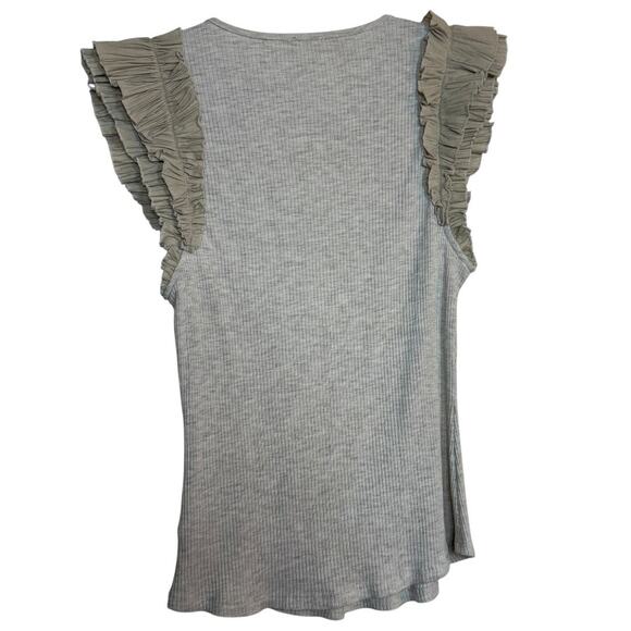 Ulla Johnson Lilo Top in Cobblestone tan with ruffle shoulders Medium - Picture 4 of 11